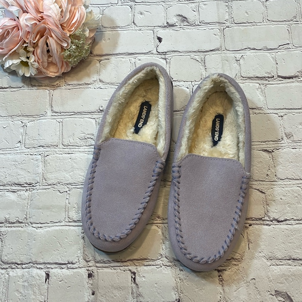 NWOT Lavender Suede Moccasin Slippers